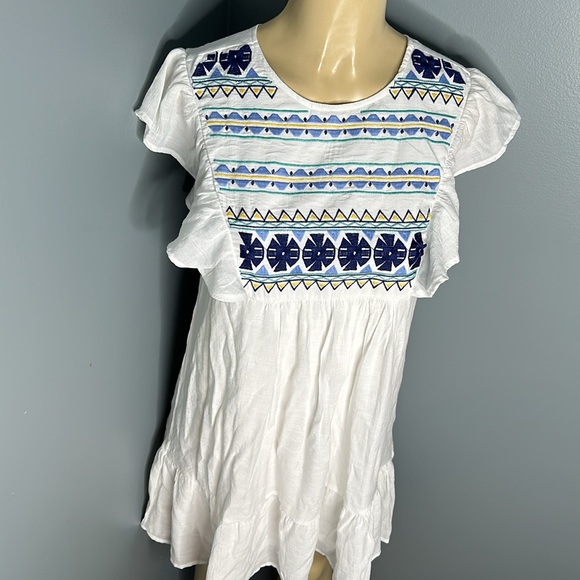 Blu pepper beautiful mini dress, embroidered short sleeves. Size S - Picture 3 of 6